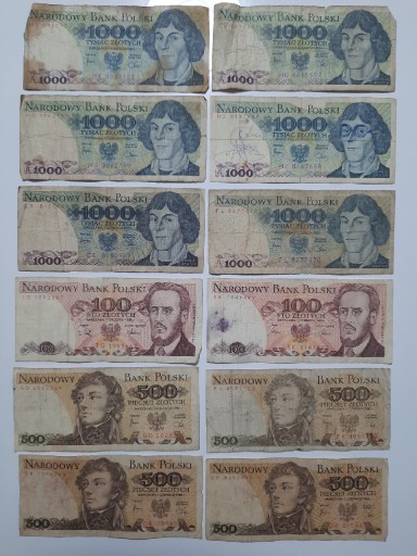 Zdjęcie oferty: N168-12 BANKNOTÓW PRL OD 100 ZŁ DO 1000 ZŁOTYCH 