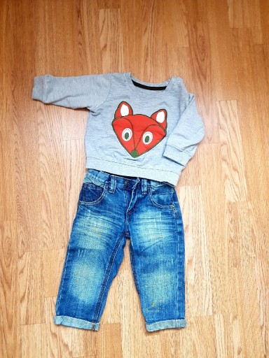 Zdjęcie oferty: Spodnie jeansowe Minoti 68/80 + bluza r. 74