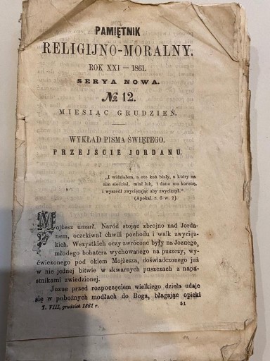 Zdjęcie oferty: Pamiętnik Religijno-Moralny, 1861, Serya druga