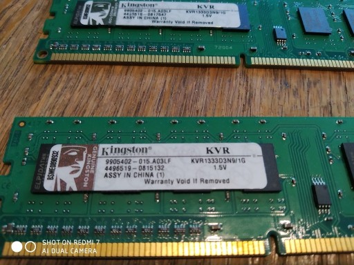 Zdjęcie oferty: Pamięć RAM Kingston 2x1GB (KVR1333D3N9/1G)