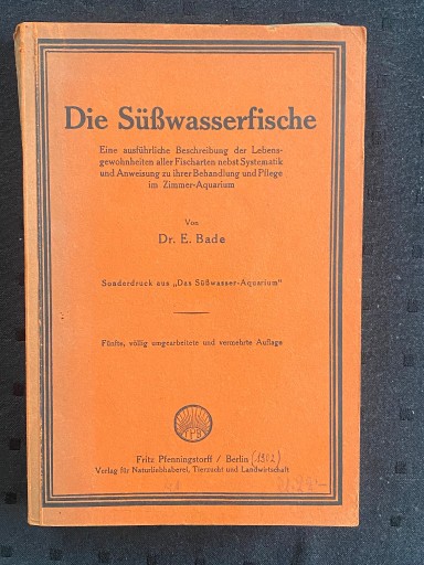 Zdjęcie oferty: "Die Susswasserfische" 1902 r. (Ryby słodkowodne)