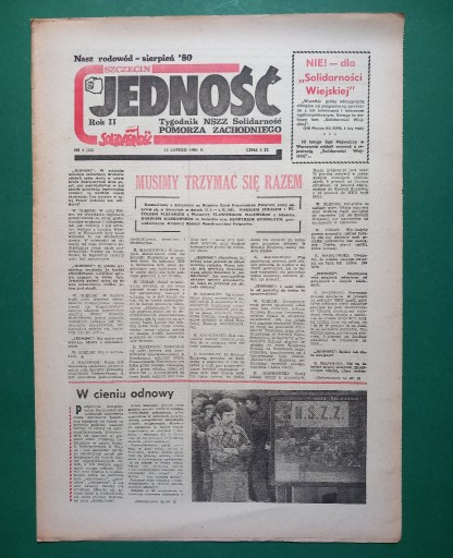 Zdjęcie oferty: Tygodnik JEDNOŚĆ Szczecin nr 6 z 13 II 1981 