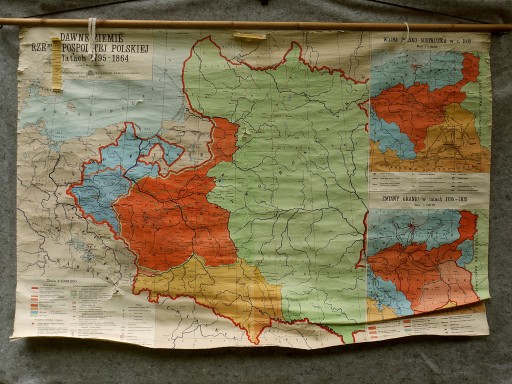 Zdjęcie oferty: Stara mapa szkolna - Ziemie Polskie 1795-1864