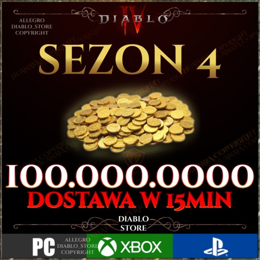 Zdjęcie oferty: Diablo 4 Złoto Gold 100 milion 100.000.000 Sezon 4