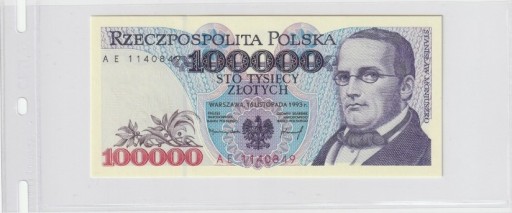 Zdjęcie oferty: 100 000 zł 16 listopada 1993 r.  Ser. AE  UNC