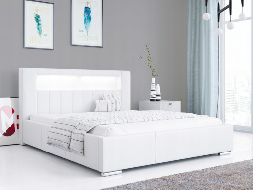 Zdjęcie oferty: Łóżko tapicerowane LED EKOSKÓRA 
