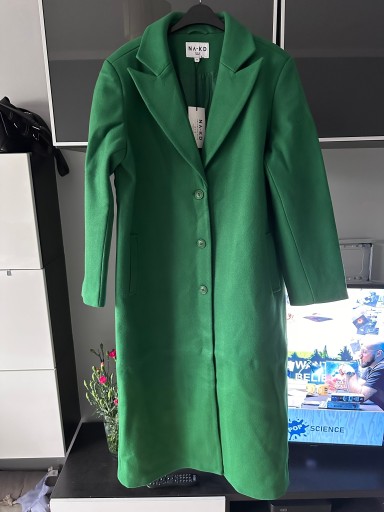 Zdjęcie oferty: Zielony długi płaszcz NA-KD rozmiar S/36