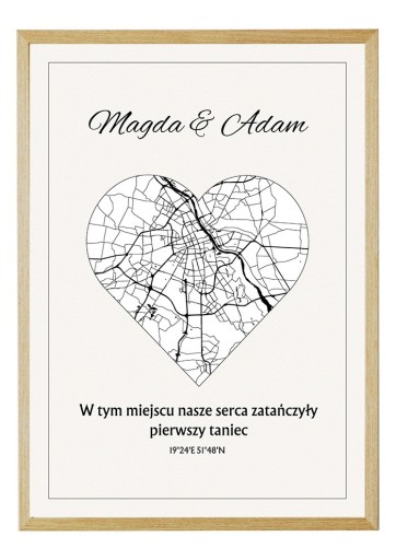 Zdjęcie oferty: Melodia Miłości –  Mapa Ślubna w Sercu - 40x50cm
