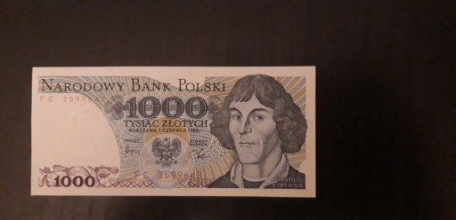 Zdjęcie oferty: 1000 zł, Kopernik, 1982 r, UNC , seria FC