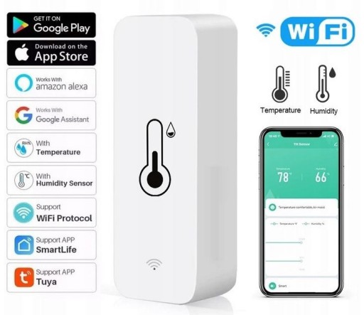 Zdjęcie oferty: Termometr higrometr WIFI TUYA Smart czujnik TH01