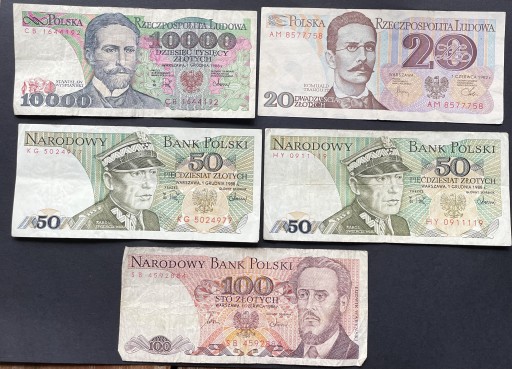 Zdjęcie oferty: Banknoty PRL,od 10000 zł do 20 zł,Ładne??