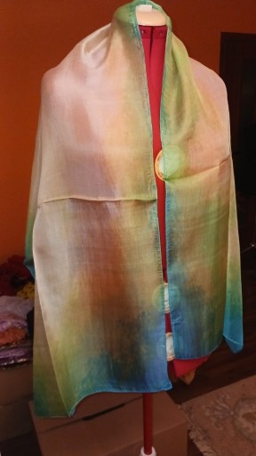 Zdjęcie oferty: szal jedwab naturalny 100% 50x160 seledyn z turkusem 7