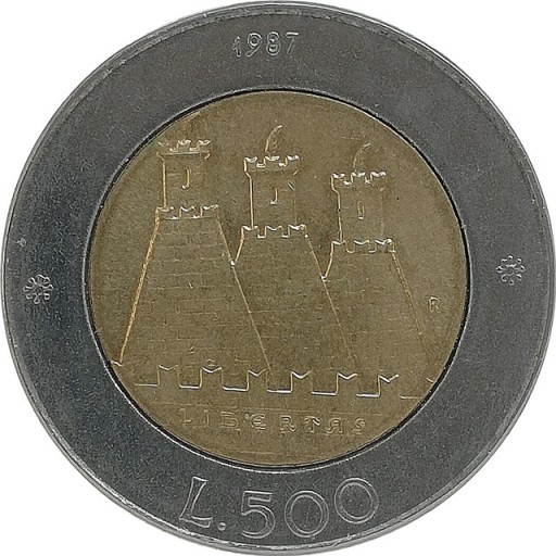 Zdjęcie oferty: San Marino 500 lire 1987, KM#209