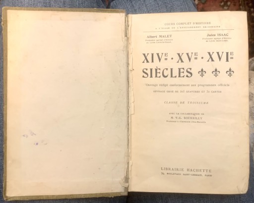 Zdjęcie oferty: XIV XV XVI Classe de Troisieme Malet Isaac 1927