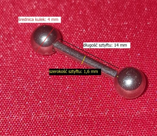 Zdjęcie oferty: Sztanga 14,1,7 mm z kulkami, tytan piercing