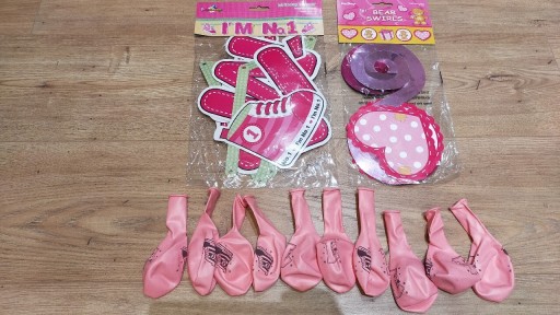 Zdjęcie oferty: Zestaw balony, baner,świderki na 1 rok dziewczynki