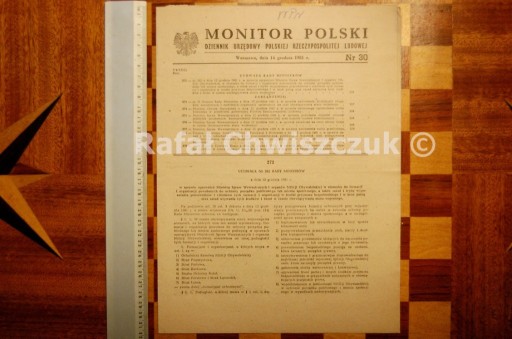Zdjęcie oferty: Monitor Polski 1981r. Stan wojenny > wysyłka 0 zł