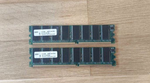 Zdjęcie oferty: Pamięć RAM 2x DDR1 400Mhz 512MB