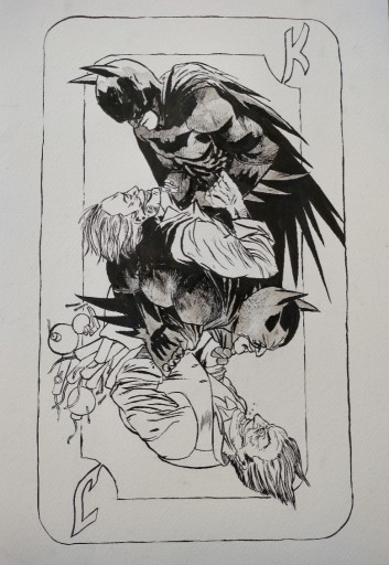 Zdjęcie oferty: Batman i Joker, tusz na papierze 29,7x42cm