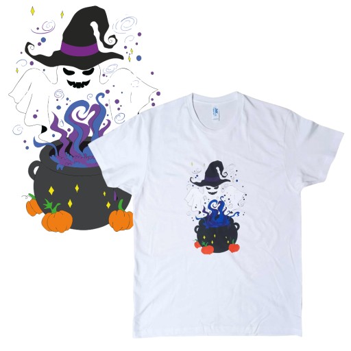 Zdjęcie oferty: Koszulka T-Shirt Biała Halloween Duch Unisex Rozmiar M
