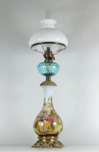 Zdjęcie oferty: Lampa naftowa porcelana malowana IIpoł.XIXw