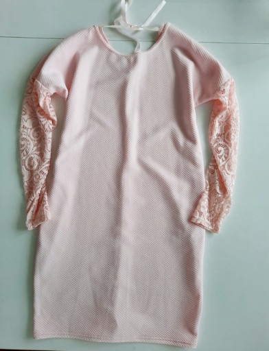 Zdjęcie oferty: Sukienka ciążowa S/M pudrowy róż z koronkowymi ręk