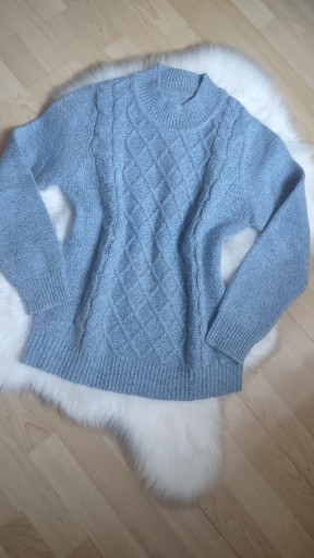 Zdjęcie oferty: Ciepły sweter niebieski melanż półgolf roz. M/L