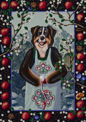 Zdjęcie oferty: Plakat A4 "Pies z jabłkami"