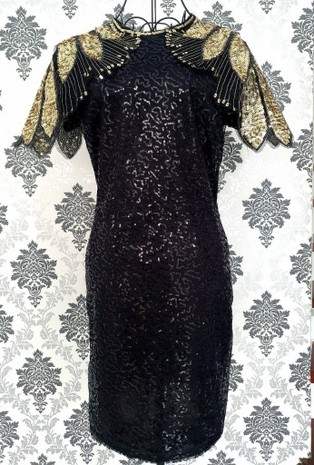Zdjęcie oferty: Sukienka cekiny czarna złota sylwestra karnawał S