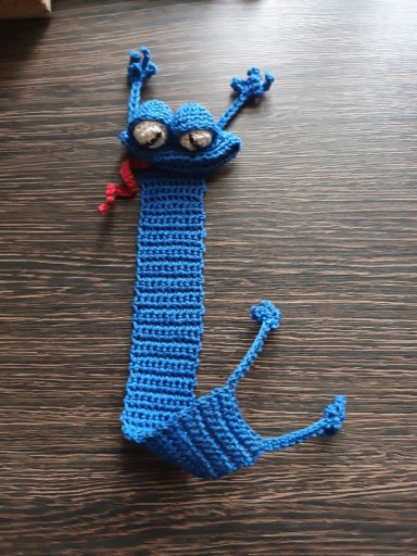 Zdjęcie oferty: Żaba niebieska na szydełku kordonek zakładka 