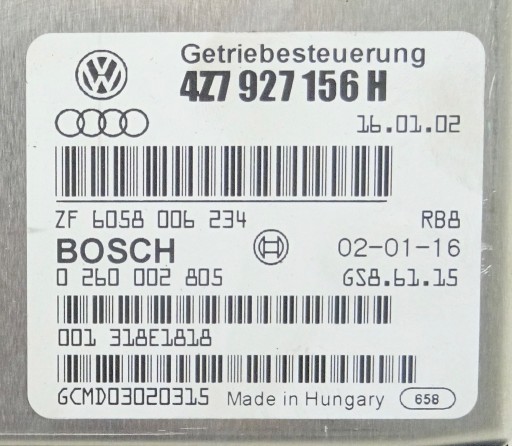 Zdjęcie oferty: Sterownik komputer skrzyni Audi A6 C5 4Z7927156H