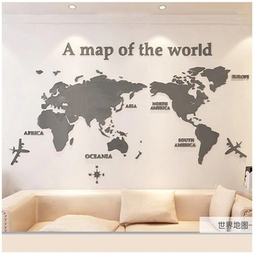 Zdjęcie oferty: Akrylowa naklejka na ścianę mapa świata 3D lustro