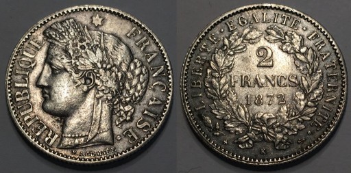 Zdjęcie oferty: Francja 2 Franki 1872 (K) "III Republika"