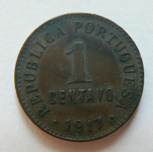 Zdjęcie oferty: Portugalia 1 centavo, 1917