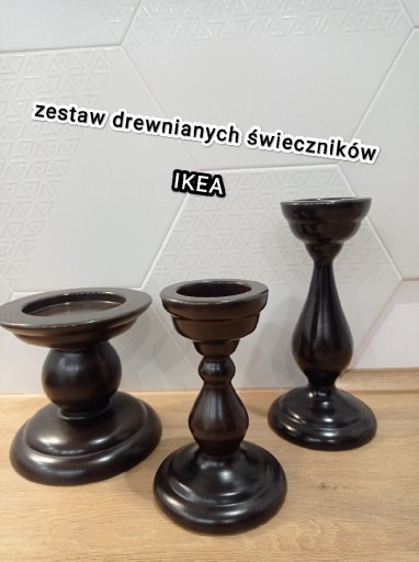 Zdjęcie oferty: Zestaw drewnianych świeczników Ikea 