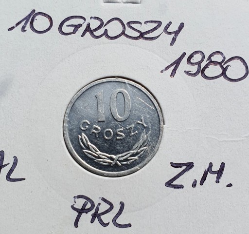 Zdjęcie oferty: 10 groszy 1980  , Aluminium, PRL , Stan-UNC