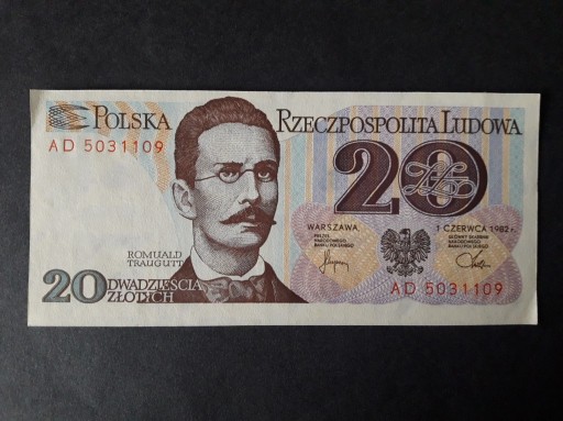 Zdjęcie oferty: Banknot 20 zł 1982 seria AD 5031109