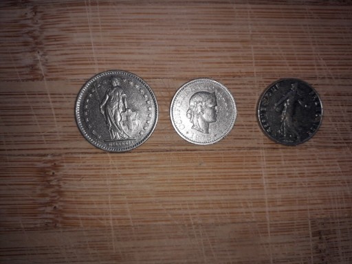 Zdjęcie oferty: Monety Francja Szwajcaria 3 szt.