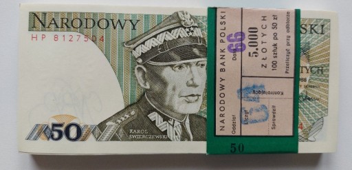 Zdjęcie oferty: Paczka UNC 50 zł Świerczewski 1988 ser.HP