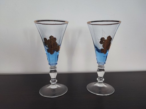 Zdjęcie oferty: Kieliszki do szampana błękitne ręcznie malowane