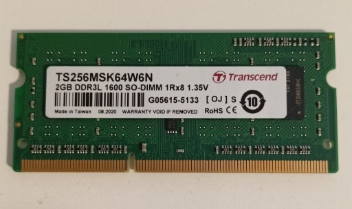 Zdjęcie oferty: 2GB SODIMM DDR3L 1600 TS256MSK64W6N