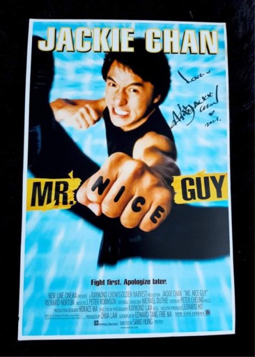 Zdjęcie oferty: Jackie Chan Mr nice guy plakat autograf certyfikat