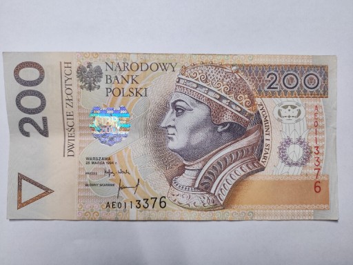 Zdjęcie oferty: Banknot 200 zł 1994 Seria AE