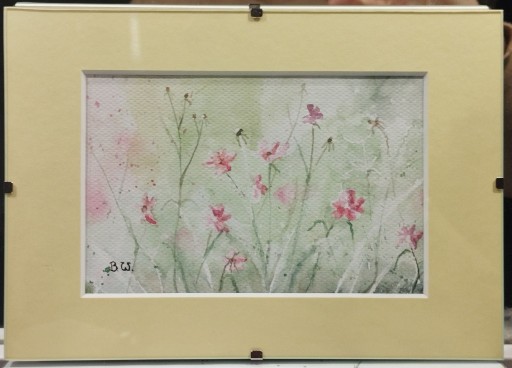 Zdjęcie oferty: Obraz akwarelowy łąka z kwiatami 14,8 x 21 A5