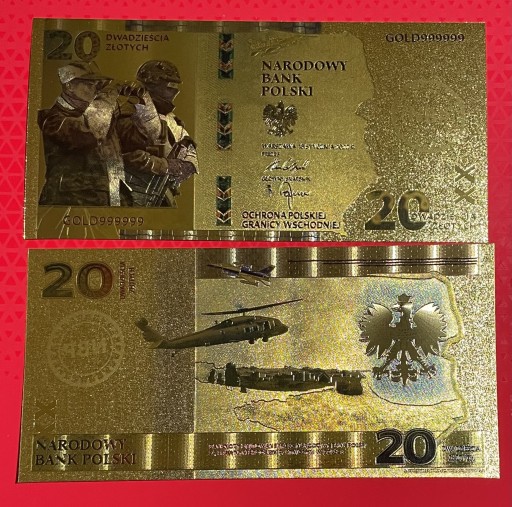 Zdjęcie oferty: Banknoty Pozłacany Ochrona Pol. Granicy KOLOR