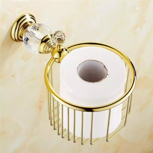 Zdjęcie oferty: Uchwyt na papier toaletowy złoty glamour kryształ