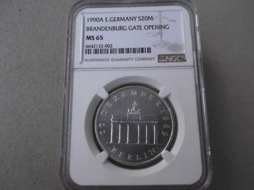 Zdjęcie oferty: NRD 20 marek 1990 A  NGC  MS65 srebro