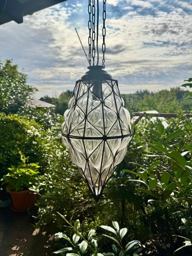 Zdjęcie oferty: Rzeźbiarska Lampa BRUTALIZM Szkło w Klatce Artystyczny Unikat Design PRL