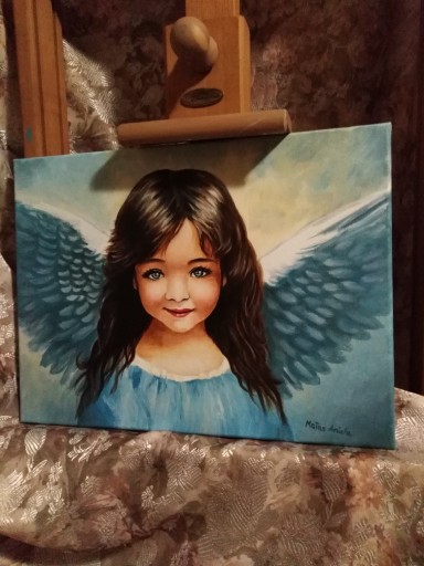 Zdjęcie oferty: ANIOŁ aniołek obraz 30x40 ręcznie malowany komunia