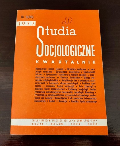 Zdjęcie oferty: Studia socjologiczne kwartalnik 3 (66) 1977